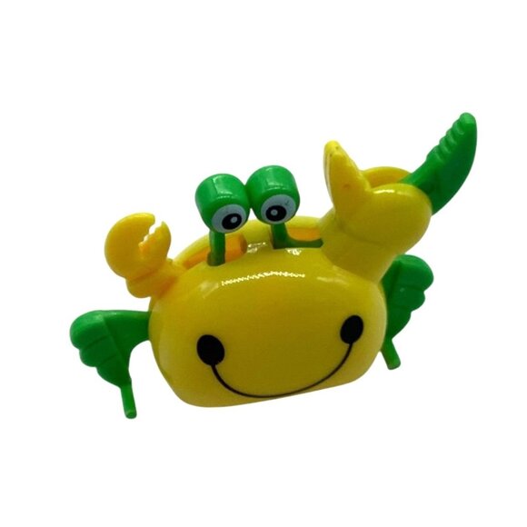 Vtg Crab Wind Up Toy Yellow Green Bright Side Walker Ocean - Picture 1 of 6